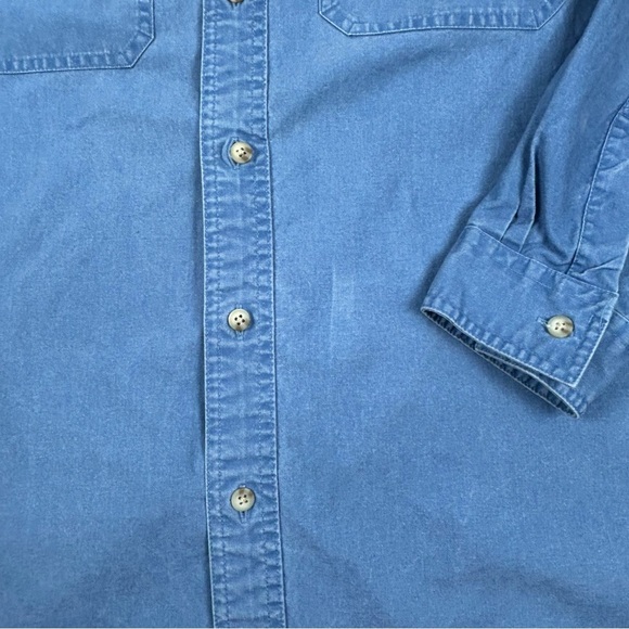 LL Bean Men’s SZ L Utility Safari Blue Work Long Sleeve Button Up Shirt - Picture 5 of 11